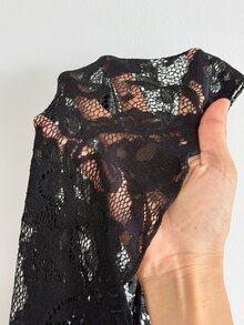 Sunspun Fashion High Neck Lace Batwing Long Sleeve 2 In 1 Dress Fall - Black - View 5