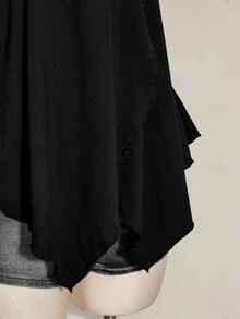 SHEIN ICON Plus Size Y2K Eyelet Decor Halter Neck Black Knit Sexy Top - Black - View 6