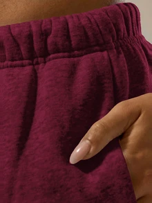 MUSERA ESSENTIALS Oversized Wide Leg Drawstring Joggers Casual Everyday Relaxed Basic Sweat Holiday Summer - Burgundy - View 6