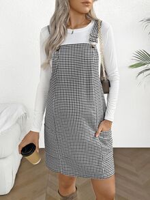 Cheriluna Maternity 女款格紋口袋休閒趣味孕婦洋裝 拍照用 正式款 黑白色 夏季 - 黑與白 - 查看 5