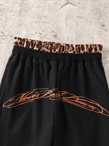 SHEIN 兒童青少年男孩休閒運動嘻哈風哥德字體圖案直筒長褲，Y2K下身褲，適合秋季、學校家庭聚會度假派對，秋季穿搭，冬季穿搭，男孩兒童套裝 - 彩色 - 查看 5