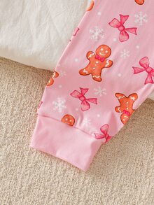 Tween Girl Autumn/Winter Christmas Pajamas 2pcs Snug Fit Long Sleeve Pants Top Print Allover Pink - Baby Pink - View 8