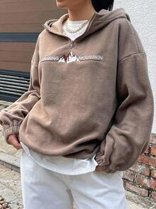 Dazy Plus Thickened Fleece Hooded Streetwear Casual Pullover Sweatshirt, New Autumn/Winter Style - Khaki - View 6
