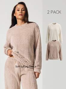 SHAPORA 2pcs Atasan Santai Lembut dengan Bahu Jatuh Polos - MultiWarna - View 1