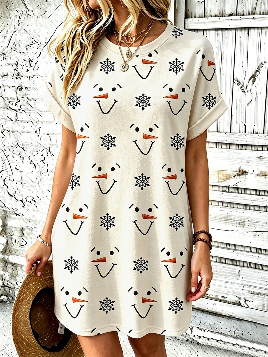 Selamara Plus Size Women's All-Over Print Casual Daily Summer Travel Dress - Multicolor - View 1