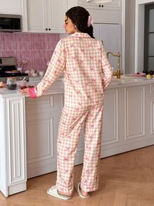 SweetSlumber Plaid Bow Bubble Puff Women's Pajama Set - Yellow - View 5