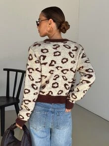 SHEIN Clasi 女款拼色休閒百搭日常外出開襟衫 - 摩卡棕 - 查看 2