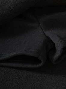SHEIN 青少年女孩秋冬純黑色高腰A字喇叭裙褲，休閒百搭迷你裙 - 黑色 - 查看 7
