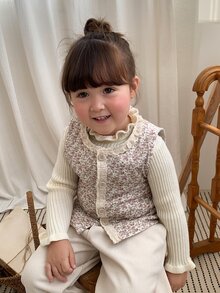 DAZY Infant Girl Floral Print Casual Layering Versatile Autumn/Winter Top - Beige - View 4