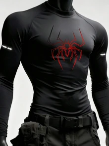 Gym Rark Men's Long Sleeve High Neck Sports T-Shirt - Black - View 1