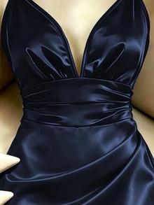 SHEIN Franclia Women's Solid Color Casual Everyday Camisole Jumpsuit - Navy Blue - View 3