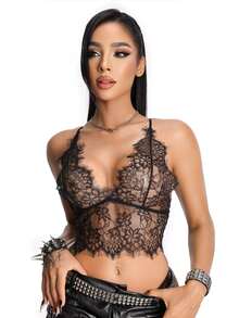 AltBold Black & Red Wire-Free French Lace Women's Backless Bra Set, 2pcs - Multicolor - View 9