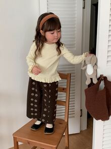 DAZY Infant Girls Round Neck Long Sleeve Casual Top - Beige - View 4