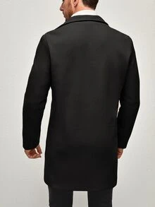 EASEVO Men Plus Size Solid Double Breasted Overcoat Halloween Winter Party Autumn  - Black - View 4