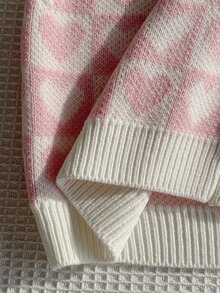 SHEIN (Tween Girl) 淺杏色 V 領刺繡針織背心毛衣，柔軟舒適，適合日常穿著、外出、旅行、度假、托兒所及兒童遊戲 - 粉色 - 查看 6