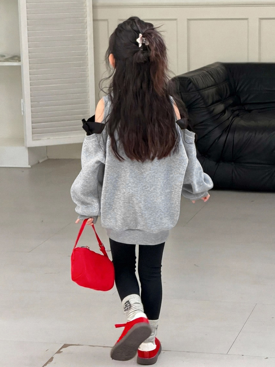 Tween Girl Cold Shoulder Long Sleeve Loose Casual Sweatshirt
