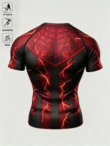 Acti Log Men's Lightning Print Raglan Short Sleeve Sports T-Shirt - Multicolor - View 2