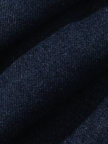 Strévra Women's Autumn Dark Wash Blue Denim Jacket, Loose Fit, Short Length, Long Sleeve, Turn-Down Collar, Button Closure, Pocket Decor - Dark Wash - View 7