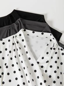 SHEIN LUNE 女款V領百褶修身休閒百搭背心 - 彩色 - 查看 4