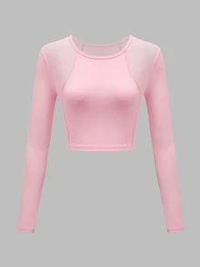 SHEIN Dewbera 女款拼色休閒日常運動上衣 - 淺粉色 - 查看 7
