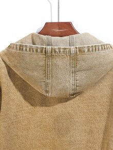 SHEIN Boys' New Autumn Vintage Khaki Washed Denim Hooded Jacket, High ...