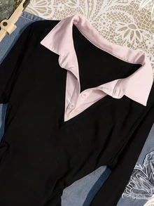 IslaSuriya 女款甜美時尚鈕扣式 2 合 1 長袖上衣 - 淺粉色 - 查看 4