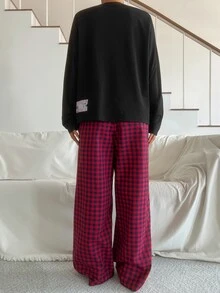 TOM AND JERRY X DAZY Women's Cartoon Pattern Long Sleeve Top And Pants Casual Daily Home Pajama Set - Black - View 2