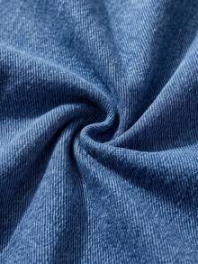 SHEIN MOD Women's Square Neck Pleated Fitted Sleeveless Casual Denim Dress - Blue - View 6