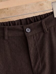 HIMLAND Celana Panjang Pria Tenun Pas Badan Kasual Pinggang Sedang Potongan Lurus Cocok untuk Musim Semi dan Musim Panas - Coklat - View 4