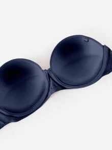 SHEIN 女款純色舒適抹胸內衣 - 藍色 - 查看 2