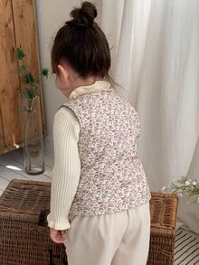 DAZY Infant Girl Floral Print Casual Layering Versatile Autumn/Winter Top - Beige - View 2