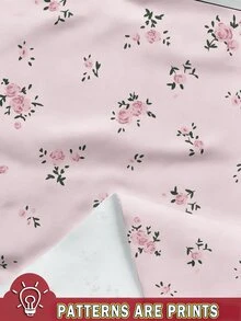 SHEIN EZwear 女士碎花清新浪漫優雅印花連帽衛衣，適合秋冬季節、街頭風、家居服、時尚風格、Y2K風格 - 彩色 - 查看 3