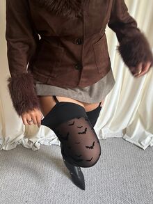 GalTyme Plus Size Women's Sexy Bat Mesh Tights - Black - View 5