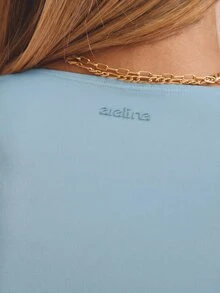 Aralina 女款純色百褶休閒日常旅行運動T恤 - 天藍色 - 查看 6