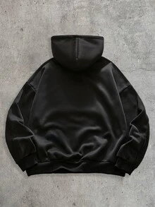 EASEVO Men's Casual Vacation Sports College Outdoor Patchwork Reverse Bone Hooded Sweatshirt Halloween Winter Party Autumn - Black - View 2
