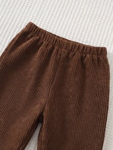 Cozy Pixies 男嬰連帽衛衣與運動衫套裝 兒童抓絨上衣 可愛熊圖案 舒適綠色燈芯絨長褲 適合秋冬 - 彩色 - 查看 5