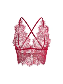 AltBold Black & Red Wire-Free French Lace Women's Backless Bra Set, 2pcs - Multicolor - View 5