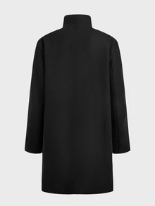 EASEVO Men Plus Size Solid Double Breasted Overcoat Halloween Winter Party Autumn  - Black - View 9