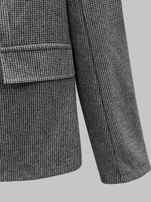 SHEIN Autumn/Winter Women's Tweed Commuter Suit Set, Waist-Cinching Blazer & Flared Pants Two Pieces Outfit, Suitable For Party, Banquet, Gathering, Professional Commute Style And More Occasions - Dark Grey - View 8