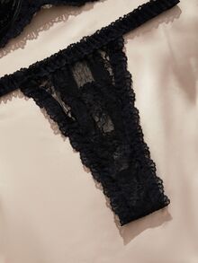 Charlaine Plus Size Lace Sheer Sexy Bra And Panty Set - Black - View 4
