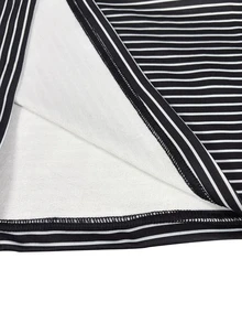 Trelyra Women's Striped Casual Daily Summer Dress - Black and White - View 7