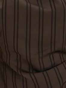MUSEYN Brown Satin High Neck Ruched Waist Blouser Versatile Everyday Casual Fall - Coffee Brown - View 6