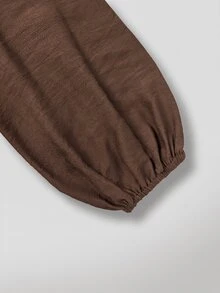 Linhara CURVE فستان نسائي كاجوال منسوج مقاس كبير للخريف - بني - مشاهدة 4