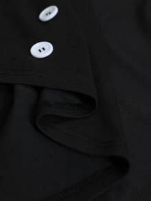 Weeklong Plus Size Women Asymmetric Collar Stud Decor Casual Everyday T-Shirt Blouse Autumn Winter - Black - View 4