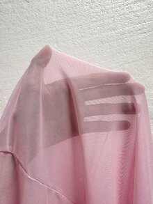 DelicateAllure Women's Satin Mesh Patchwork Fuzzy Trim Party Pajama Set - Pink - View 6