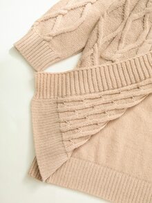 Rusticease Plus Size Women's Long Sleeve Single-Breasted Double Pocket Design Hooded Knit Cardigan - Khaki - View 5
