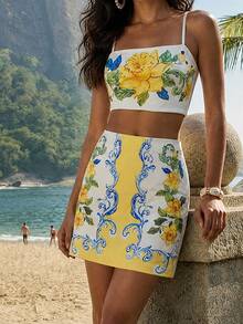 CAJUNI Paisley Daffodil Top And Skirt Coord - Yellow - View 8