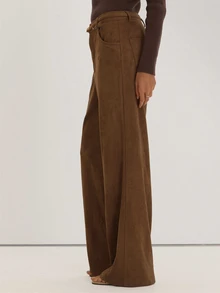 MUSEYN Brown Suede Slim Leg Belt Waistband Detail Pants Versatile Everyday Casual Fall - Camel - View 3