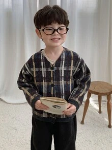 DAZY Infant Boy Plaid Casual Long Sleeve Autumn/Winter Sweater - Brown - View 7