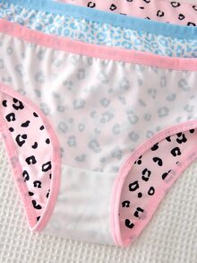 Girl Pink Leopard Print Combination Panties 7pcs Set - Multicolor - View 5